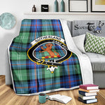 Scotstee Shop Tartan Plaid Blanket Sutherland I Old Ancient Clan Crest Badge Scottish Tartan Plaid Sherpa Blanket