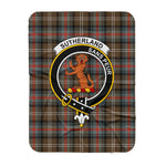 Scotstee Shop Tartan Plaid Blanket Sutherland I Weathered Clan Crest Badge Scottish Tartan Plaid Sherpa Blanket