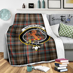 Scotstee Shop Tartan Plaid Blanket Sutherland I Weathered Clan Crest Badge Scottish Tartan Plaid Sherpa Blanket