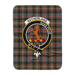 Scotstee Shop Tartan Plaid Blanket Sutherland II Weathered Clan Crest Badge Scottish Tartan Plaid Sherpa Blanket