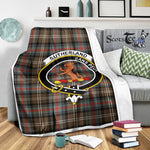 Scotstee Shop Tartan Plaid Blanket Sutherland II Weathered Clan Crest Badge Scottish Tartan Plaid Sherpa Blanket