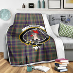 Scotstee Shop Tartan Plaid Blanket Taylor Weathered Clan Crest Badge Scottish Tartan Plaid Sherpa Blanket