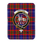Scotstee Shop Tartan Plaid Blanket Trotter Clan Crest Badge Scottish Tartan Plaid Sherpa Blanket