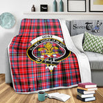 Scotstee Shop Tartan Plaid Blanket Udny Clan Crest Badge Scottish Tartan Plaid Sherpa Blanket