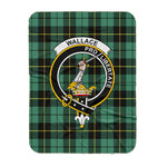 Scotstee Shop Tartan Plaid Blanket Wallace Ancient Clan Crest Badge Scottish Tartan Plaid Sherpa Blanket