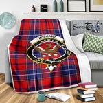 Scotstee Shop Tartan Plaid Blanket Wishart Dress Clan Crest Badge Scottish Tartan Plaid Sherpa Blanket