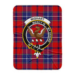 Scotstee Shop Tartan Plaid Blanket Wishart Dress Clan Crest Badge Scottish Tartan Plaid Sherpa Blanket
