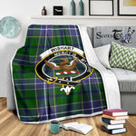 Scotstee Shop Tartan Plaid Blanket Wishart Hunting Clan Crest Badge Scottish Tartan Plaid Sherpa Blanket