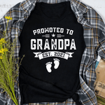 Scotstee Shop - Promoted To Grandpa Est 2021 New Gift For Dad Custom Father's Day Shirt