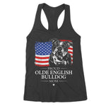 Proud Olde English Bulldog Mom American Flag Patriotic Dog Women's Tank Top - Scotstee Shop