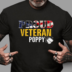 Scotstee Shop - Proud Veteran Poppy With American Flag Veteran Day Gift 4th Of July Shirt