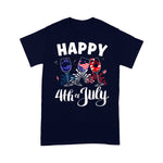 Scotstee Shop - Red White Blue Wine Glass USA Flag Happy 4th Of July Shirt