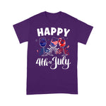 Scotstee Shop - Red White Blue Wine Glass USA Flag Happy 4th Of July Shirt