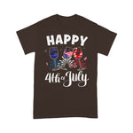 Scotstee Shop - Red White Blue Wine Glass USA Flag Happy 4th Of July Shirt