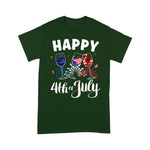 Scotstee Shop - Red White Blue Wine Glass USA Flag Happy 4th Of July Shirt