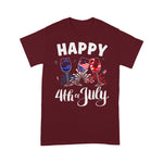 Scotstee Shop - Red White Blue Wine Glass USA Flag Happy 4th Of July Shirt