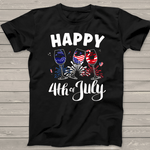 Scotstee Shop - Red White Blue Wine Glass USA Flag Happy 4th Of July Shirt