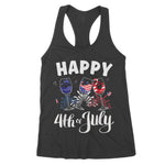 Red White Blue Wine Glass USA Flag Happy 4th Of July Women's Tank Top - Scotstee Shop