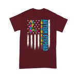 Scotstee Shop - Retro American Flag Autism Stepdad Awareness Autistic 4th Of July Shirt autism awareness shirts
