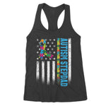 Retro American Flag Autism Stepdad Awareness Autistic Women's Tank Top autism awareness shirts - Scotstee Shop