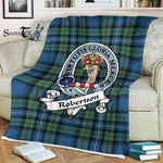 Robertson Tartan Blanket Plaid Blanket Robertson Hunting Ancient Clan Badge Tartan Blanket Scottish Plaid Throw Blanket Tartan Plaid Fleece Blanket - Scotstee Shop