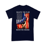 Scotstee Shop - Salute The Flag Back The Badge Flag Police Hand Gift 4th Of July Shirt Police Mom Shirts
