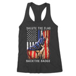 Salute The Flag Back The Badge Flag Police Hand Gift Women's Tank Top - Scotstee Shop