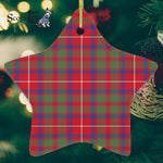 Shaw Red Modern Tartan Ornament Star Ornament, Christmas Star Decorations, ceramic ornament, Plaid Star Ceramic Ornament, Christmas Ornament Decorations Gift